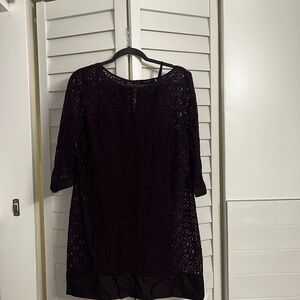 Laundry By Shelli Segal Lace Dress in Dark Purple